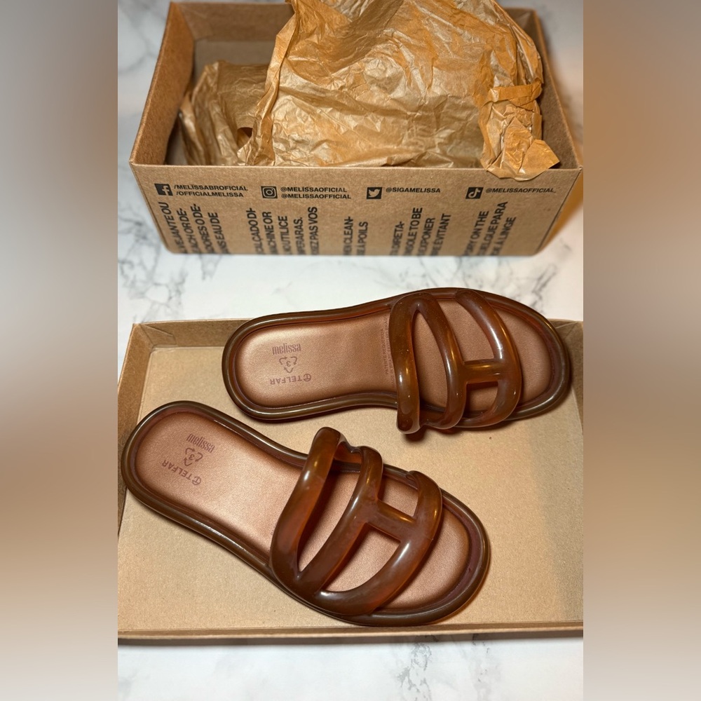 Telfar x Melissa Women's Jelly Slides - Brown Sandals FINAL PRICE